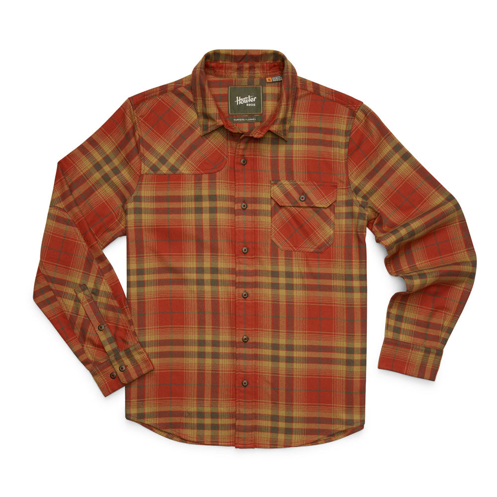 Howler Brothers Mens Harkers Flannel Shirt Kempton Plaid : Brick