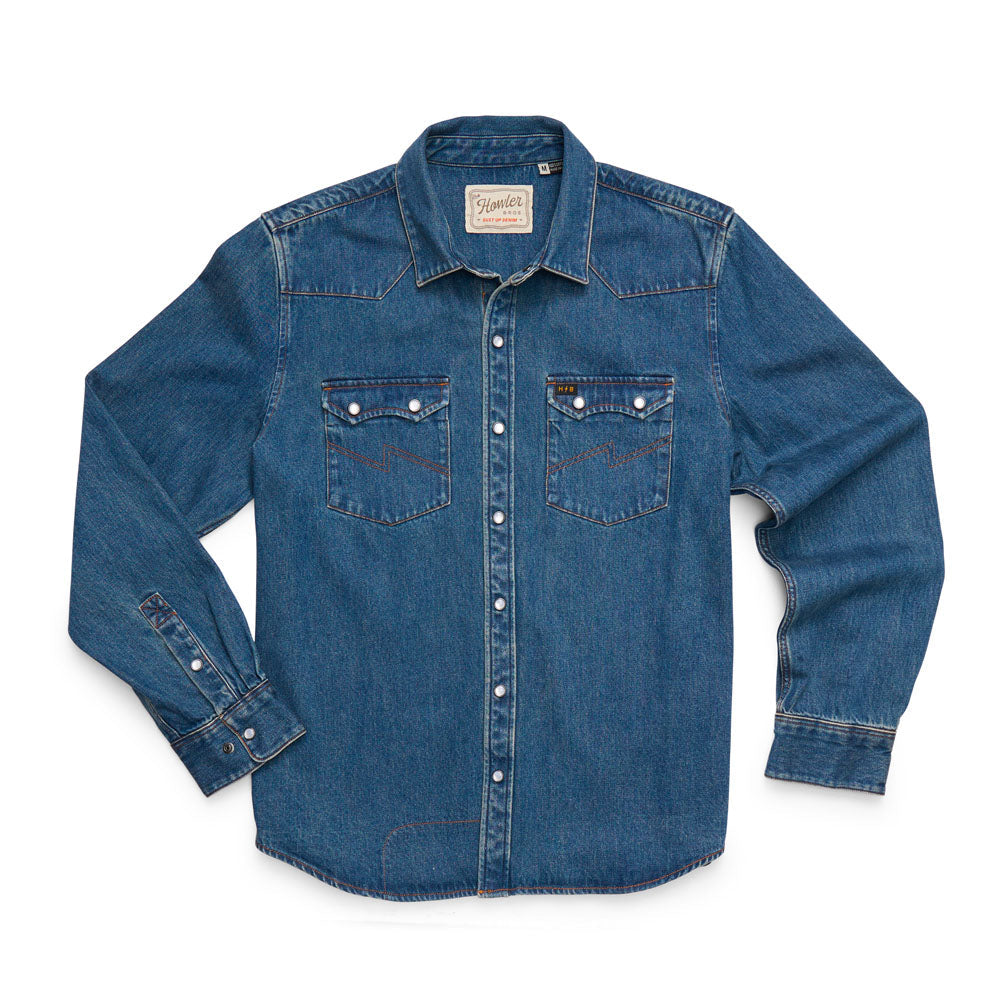 Howler Brothers Mens Dust Up Denim Snapshirt Bolan Classic Wash