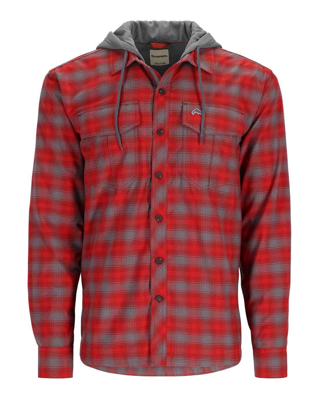 Simms Fishing Men&#39;s Coldweather Hoody Auburn Red C Plaid / M