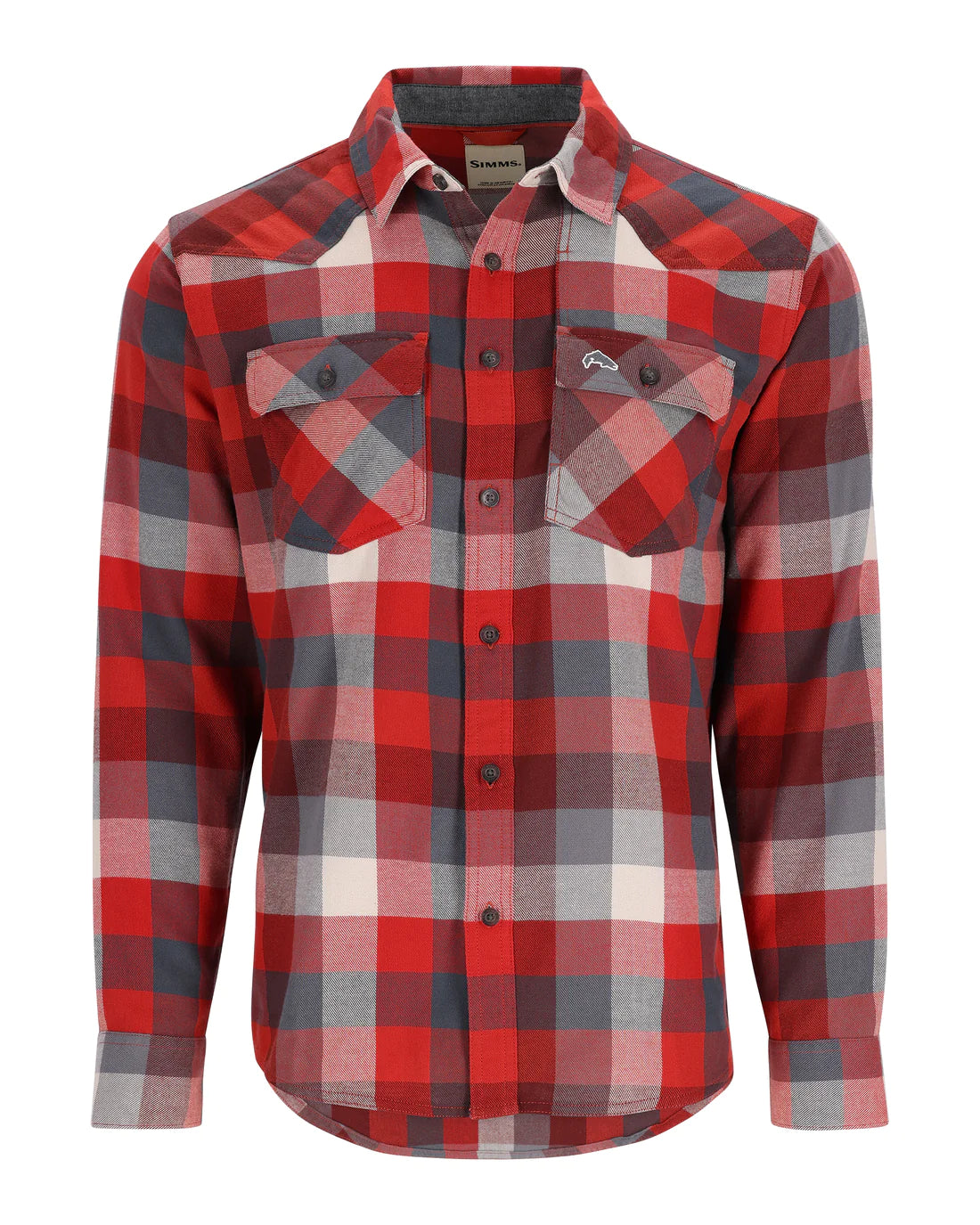 Simms Fishing Men's Santee Flannel Auburn Red/Slate Buffalo Check