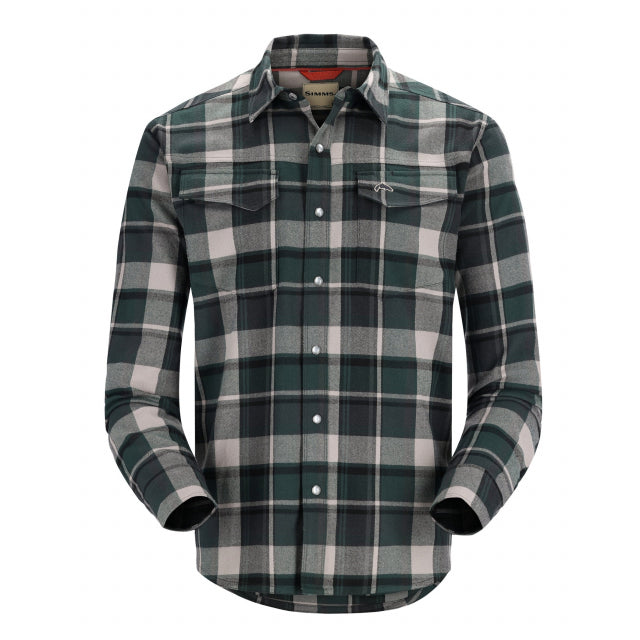Simms Fishing Mens Gallatin Flannel Fishing Long Sleeve Shirt 577 Forest/Carbon Woodsman Plaid