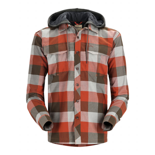 Simms Fishing Men&#39;s Coldweather Hoody 1002 Clay Buffalo Plaid