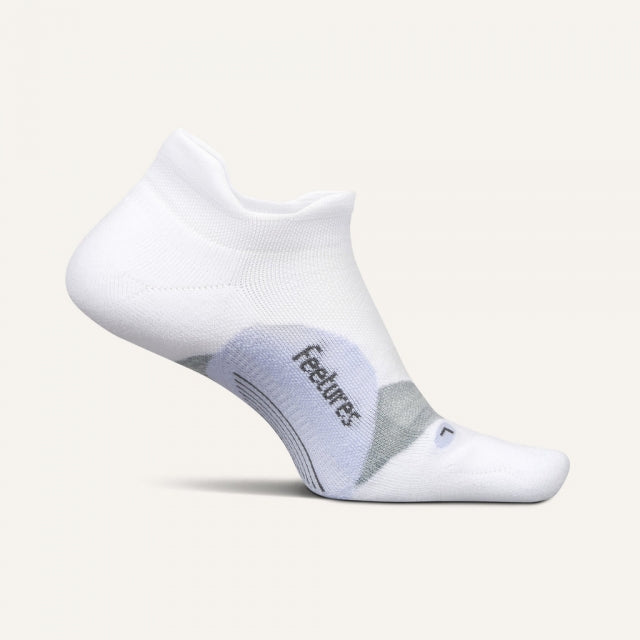 Feetures! Elite Light Cushion No Show Tab Socks 748 White Lilatech
