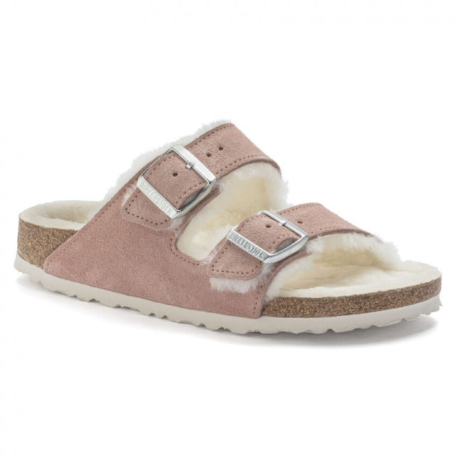Birkenstock Arizona Shearling Suede Leather Pink Clay