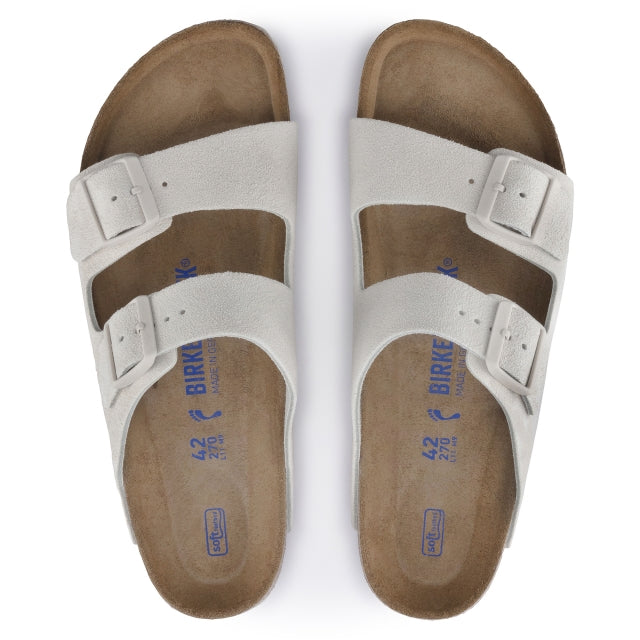 Birkenstock Arizona Soft Footbed Suede Leather - Narrow Antique White