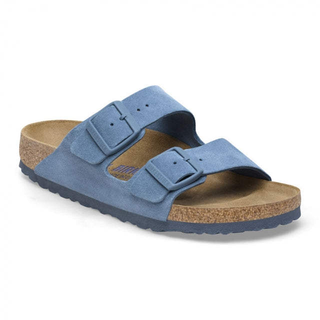 Birkenstock Arizona Soft Footbed Suede Leather - Narrow Elemental Blue