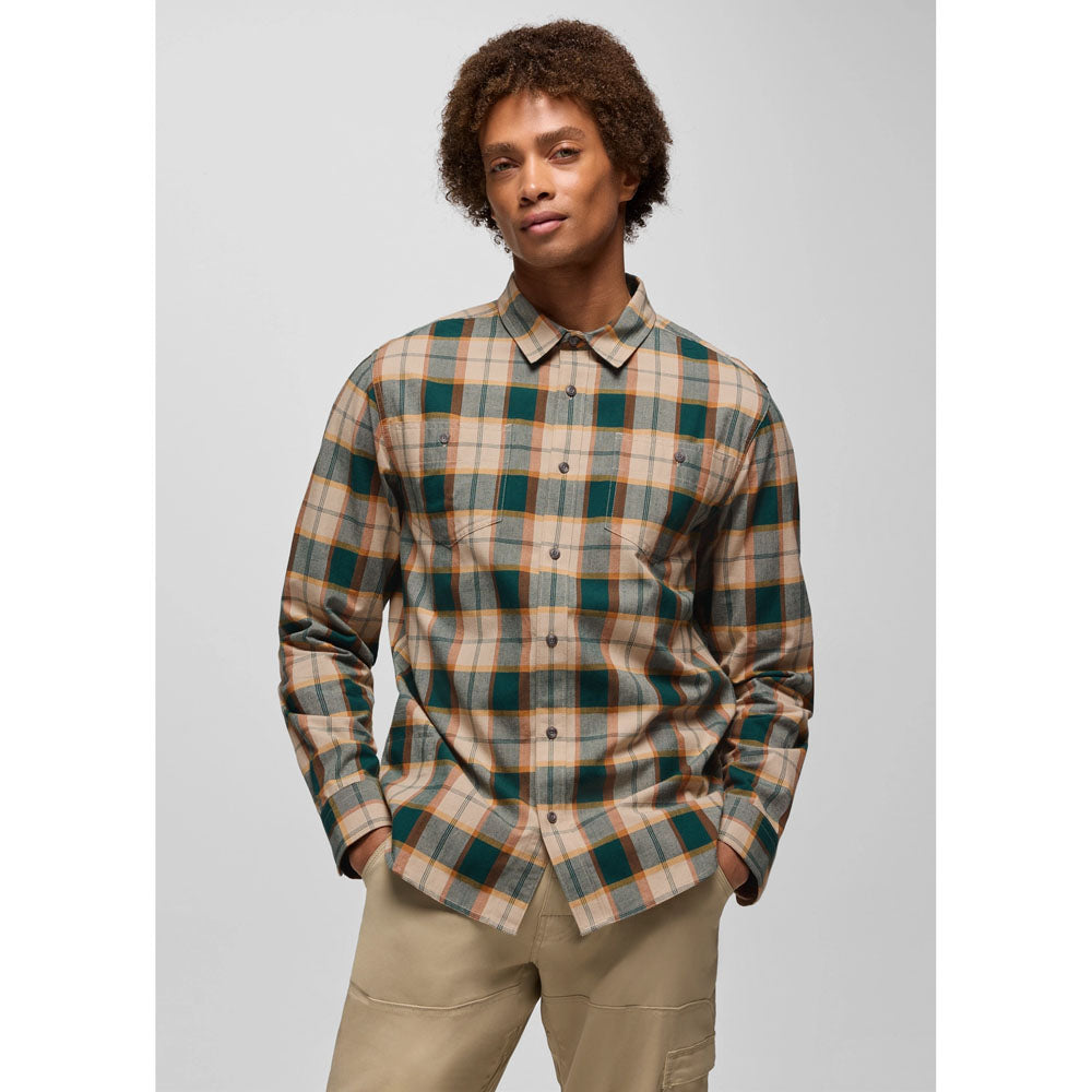 Prana Mens Dolberg Flannel Shirt Almond
