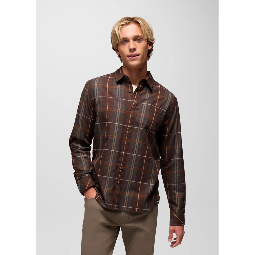 Prana Mens Los Feliz Flannel Shirt Mocha