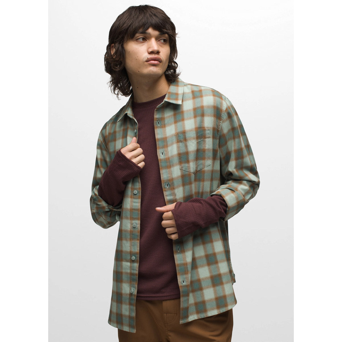 Prana Men&#39;s Los Feliz Flannel Shirt Eucalyptus