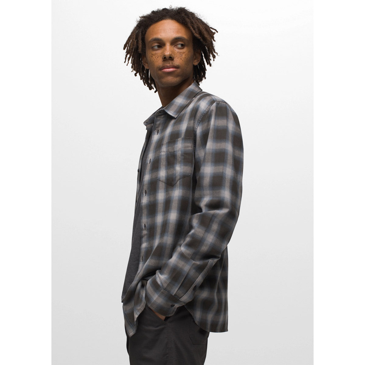 Prana Men&#39;s Los Feliz Flannel Shirt - Slim Weathered Blue