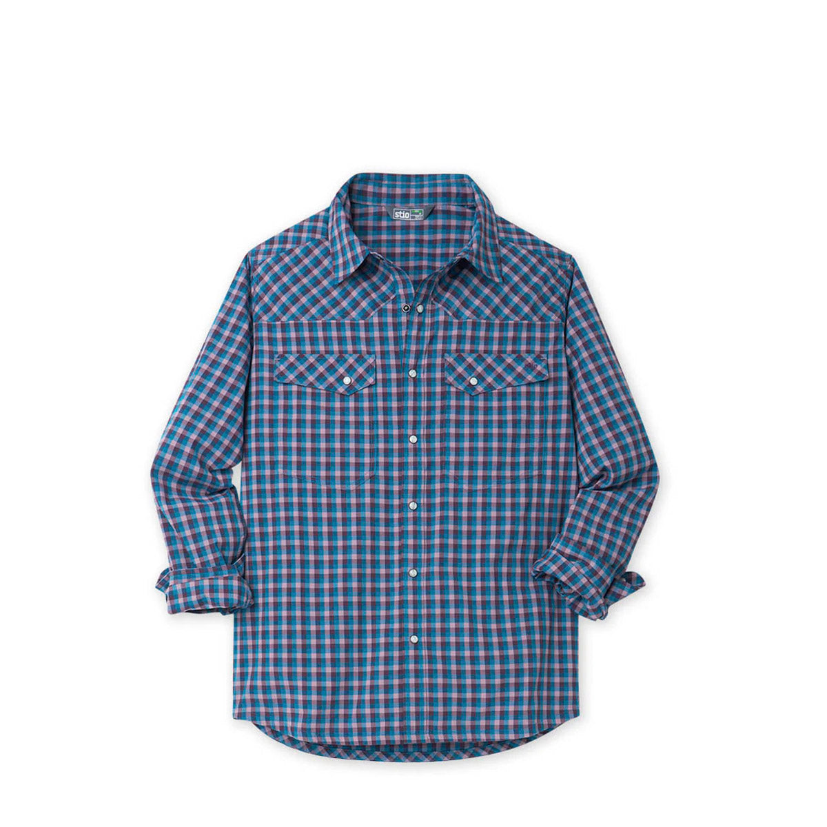 Stio Men's Eddy Shirt Long Sleeve Berry Smoke Check