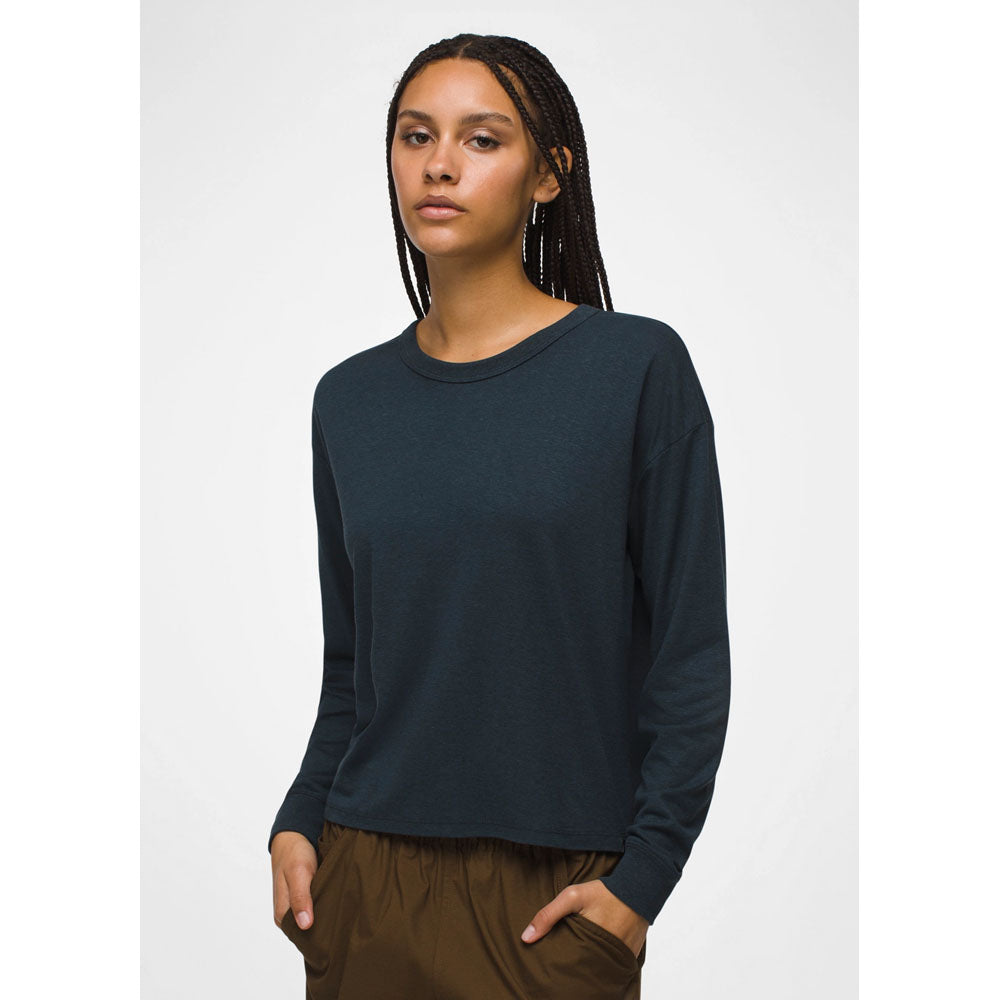 Prana Womens Cozy Up Long Sleeve Crew Stormy Night Heather