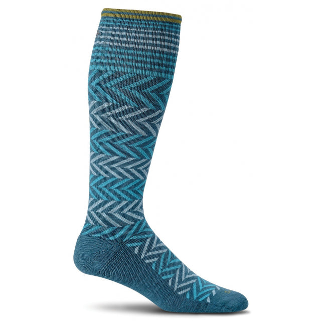 Sockwell Womens Chevron Graduated Compression Socks 480 TEAL