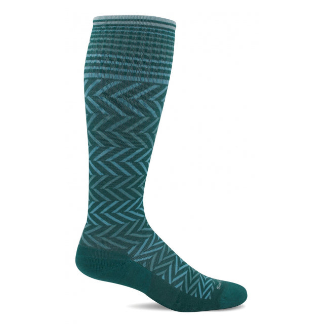 Sockwell Womens Chevron Graduated Compression Socks 485 Jade