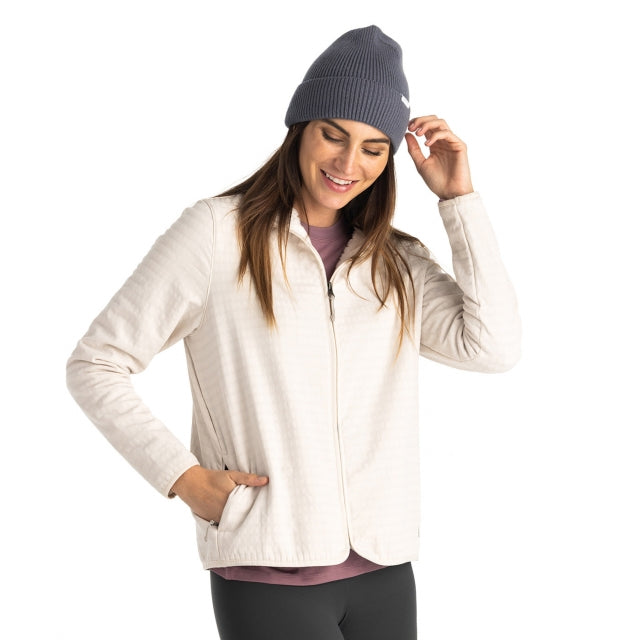 Free Fly Apparel Womens Gridback Fleece Jacket 021 Stone