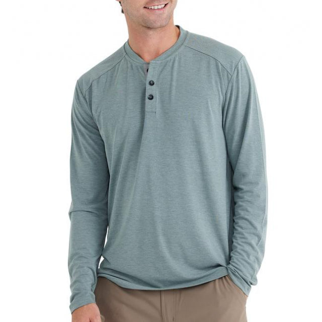 Free Fly Apparel Mens Bamboo Flex Henley 117 Heather Juniper