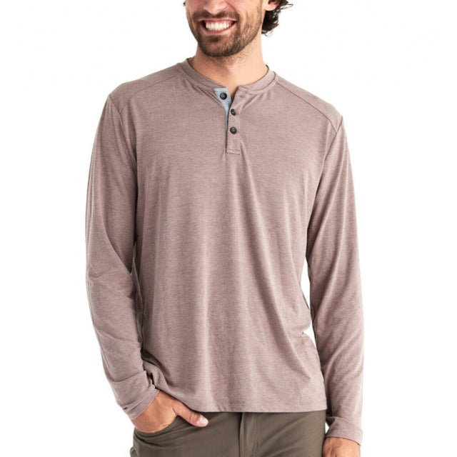 Free Fly Apparel Men&#39;s Bamboo Flex Henley 622 Heather Mustang