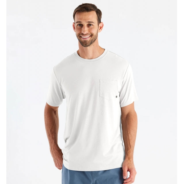 Free Fly Apparel Mens Bamboo Flex Pocket Tee Bright White
