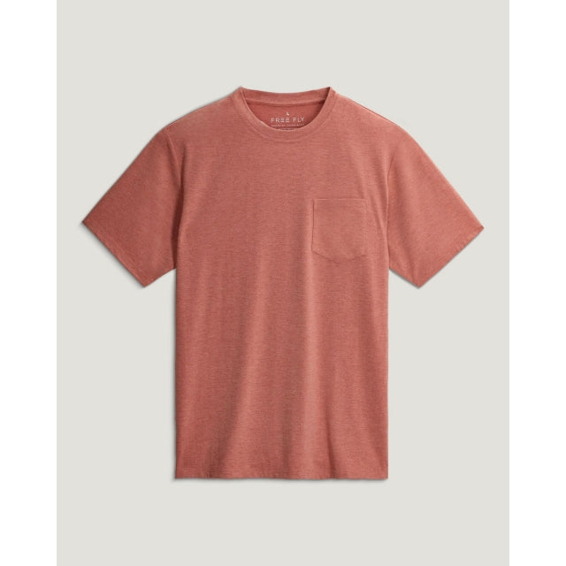 Free Fly Apparel Mens Bamboo Flex Pocket Tee 665 Heather Red Clay