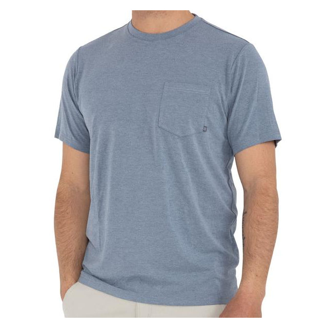 Free Fly Apparel Men&#39;s Bamboo Flex Pocket Tee 112 Heather Blue Dusk