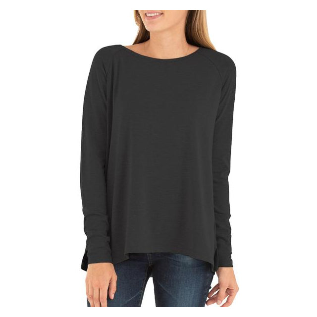 Free Fly Apparel Women&#39;s Bamboo Everyday Flex Long Sleeve 105 Heather Black