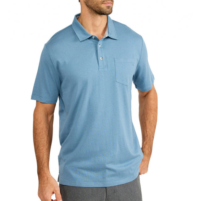 Free Fly Apparel Men&#39;s Bamboo Heritage Polo 400 Blue Fog