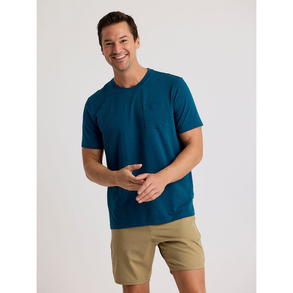 Free Fly Apparel Mens Bamboo Current Pocket Tee Legion Blue
