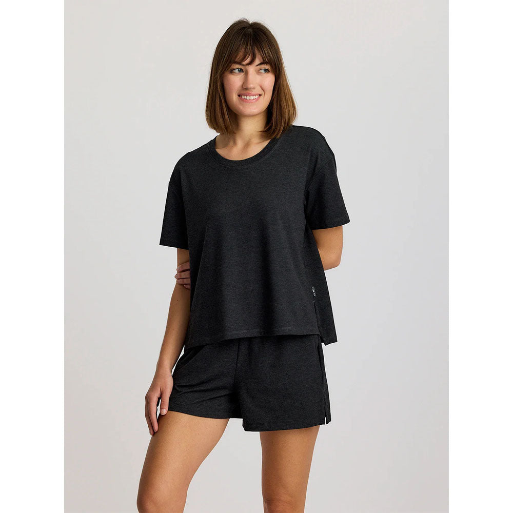 Free Fly Apparel Womens Bamboo Flex Sunday Tee Heather Black