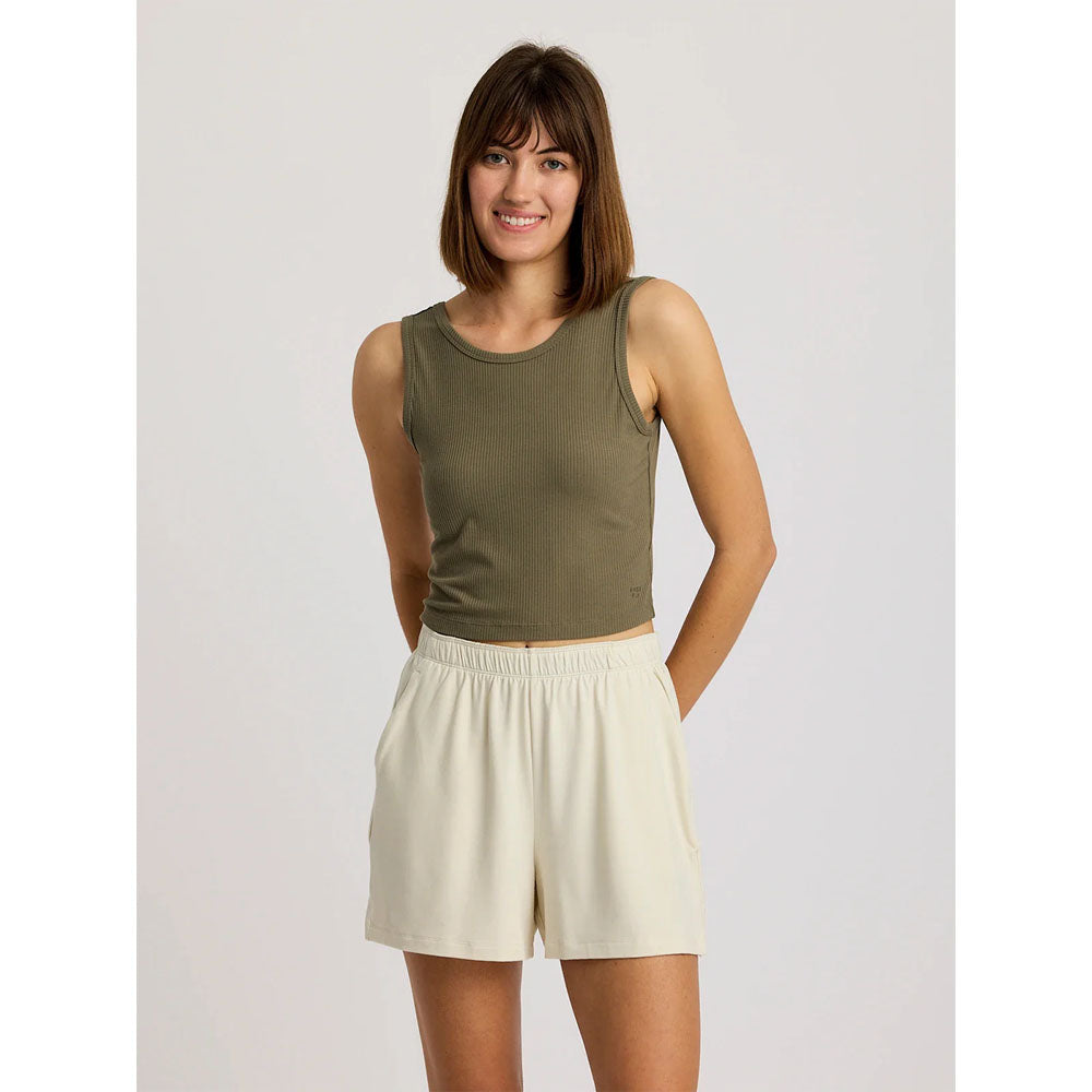 Free Fly Apparel Womens Ribbed Bamboo Tank mokey Olive / S