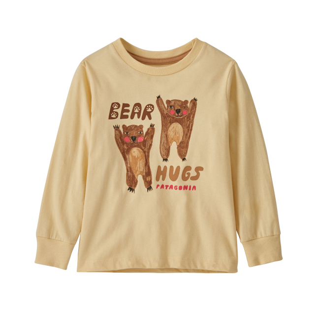 Patagonia Baby Long-Sleeved Regenerative Organic Certified Cotton Graphic T-Shirt BEOW Bear Hugs: Oat White