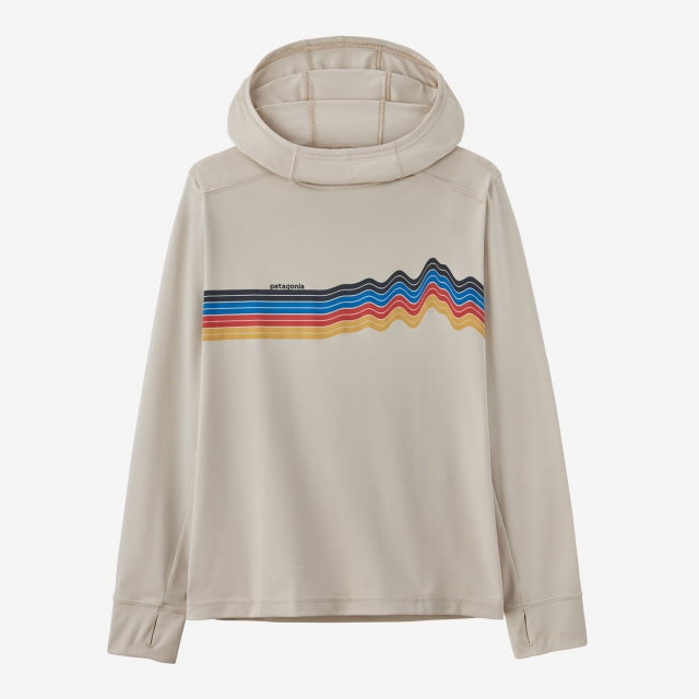 Patagonia Kids&#39; Capilene Silkweight Hoody RIPU Ridge Rise Stripe: Pumice