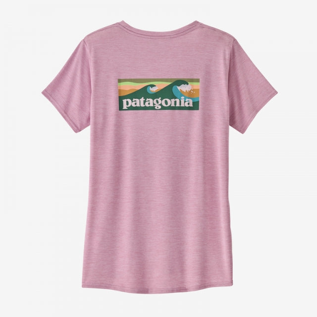 Patagonia Women&#39;s Capilene Cool Daily Graphic Shirt - Waters BTMX Boardshort Logo: Milkweed Mauve X-Dye