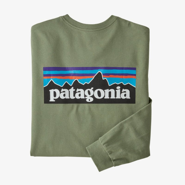 Patagonia Men&#39;s Long-Sleeved P-6 Logo Responsibili-Tee Sedge Green