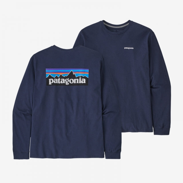 Patagonia Men&#39;s Long-Sleeved P-6 Logo Responsibili-Tee CNY Classic Navy