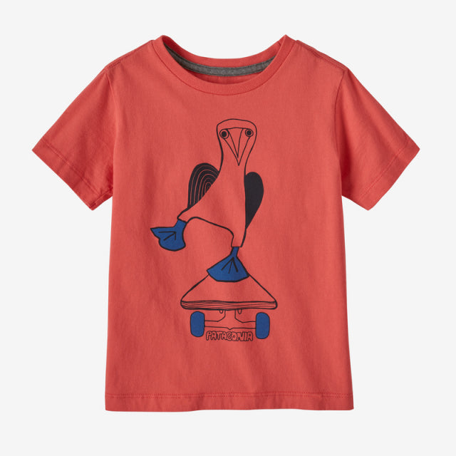 Patagonia Baby Regenerative Organic Certified Cotton Graphic T-Shirt BBCO	Blue-Footed Boarder: Coral