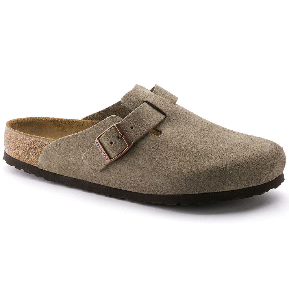 Birkenstock Boston Soft Footbed Suede Leather - Narrow Taupe
