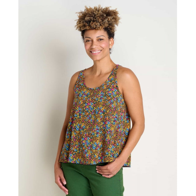 Toad&Co. Womens Sunkissed Tank 003 Black Micro Floral Print