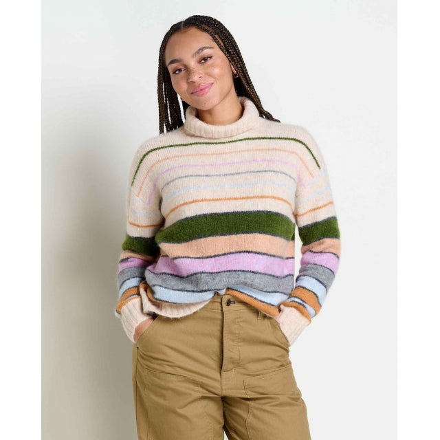 Toad&Co. Women's Toddy T-Neck Sweater 131 Oatmeal tripe / S