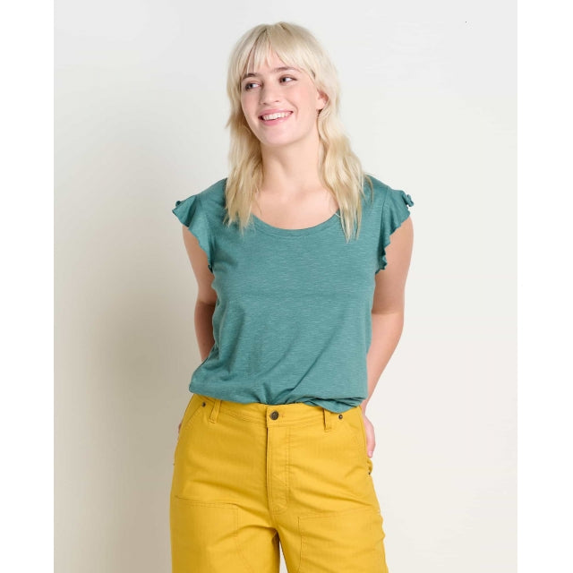 Toad&Co. Womens Rufflita II Tee 321 Silver Pine