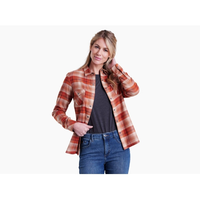 Kuhl Women&#39;s Tess Flannel Long Sleeve Autumn Spice