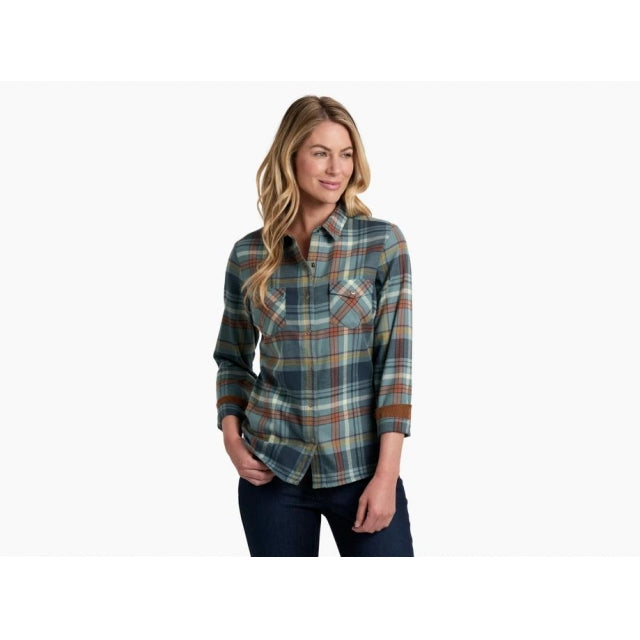 Kuhl Women&#39;s Tess Flannel Long Sleeve NBL Mineral Blue / M