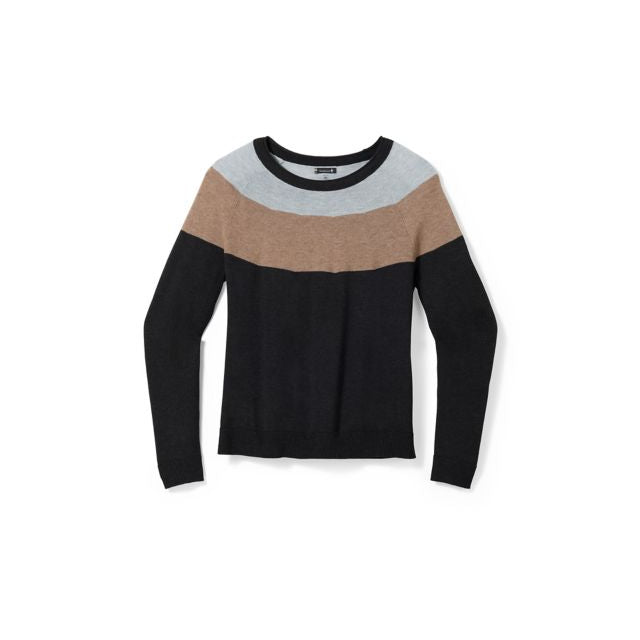 Smartwool Women&#39;s Edgewood Colorblock Crew Sweater 010 Charcoal Heather