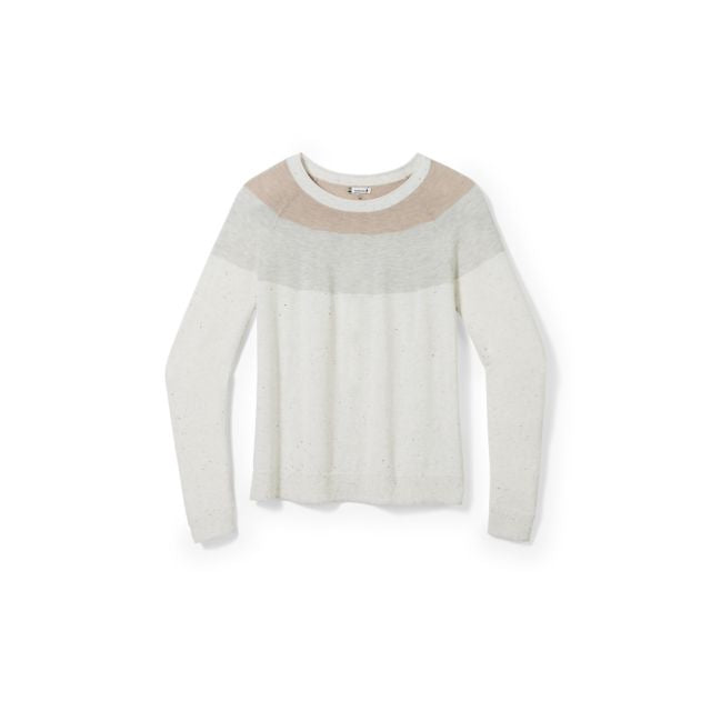 Smartwool Women&#39;s Edgewood Colorblock Crew Sweater H46 Natural Donegal