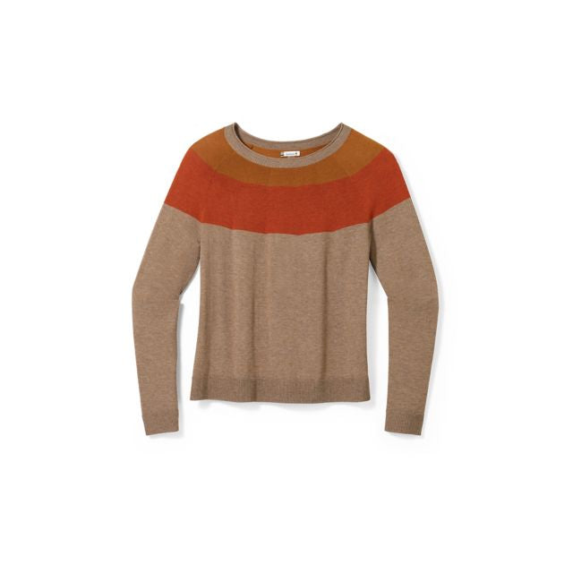 Smartwool Women&#39;s Edgewood Colorblock Crew Sweater G57 Flint Heather