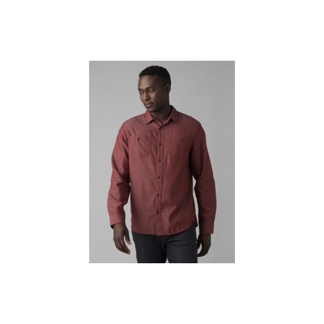 Prana Men&#39;s Dolberg Flannel Shirt 600 Rhubarb Heather