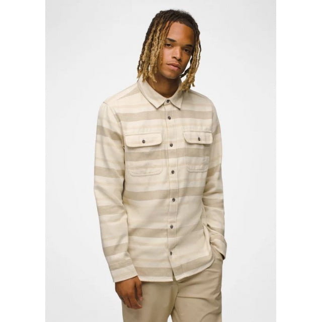 Prana M Westbrook Flannel Shirt - Slim 102 Chalk Stripe