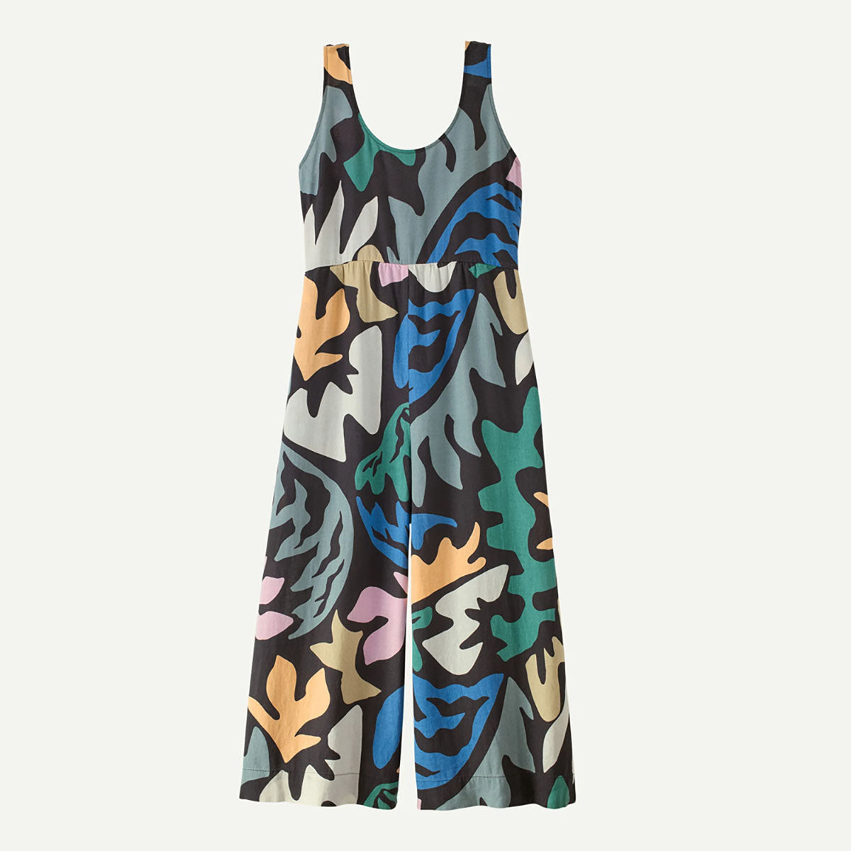 Patagonia Womens Garden Island Jumpsuit Abstract Kaleido Big: Black