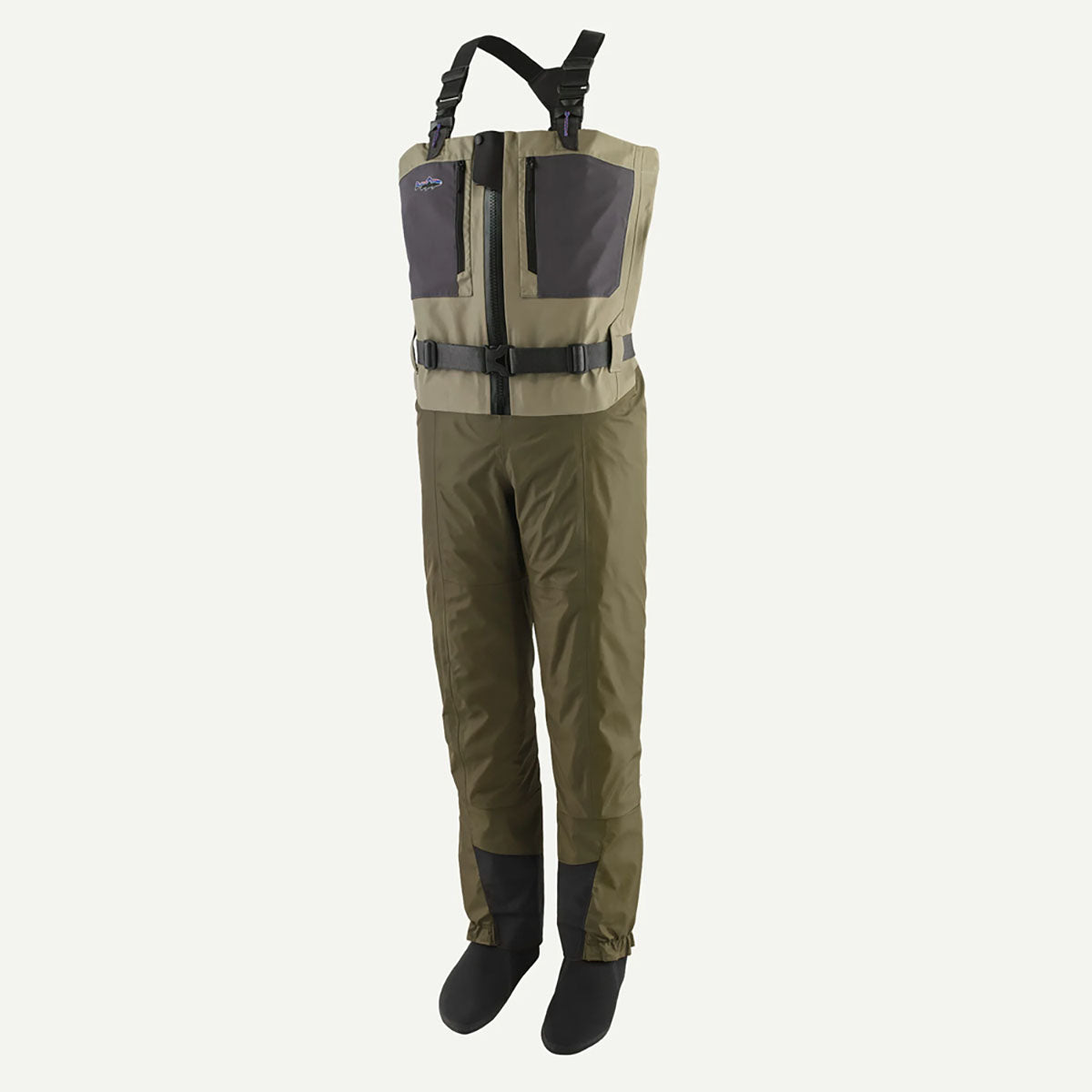 Patagonia M Swiftcurrent Traverse Zip Front Waders River Rock Green