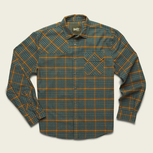 Howler Brothers Men&#39;s Harkers Flannel Shirt GRA Drafter Plaid:Teal