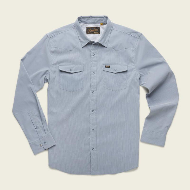 Howler Brothers Men&#39;s H Bar B Tech Longsleeve OXF Oxford Microstripe:Railroad Blue